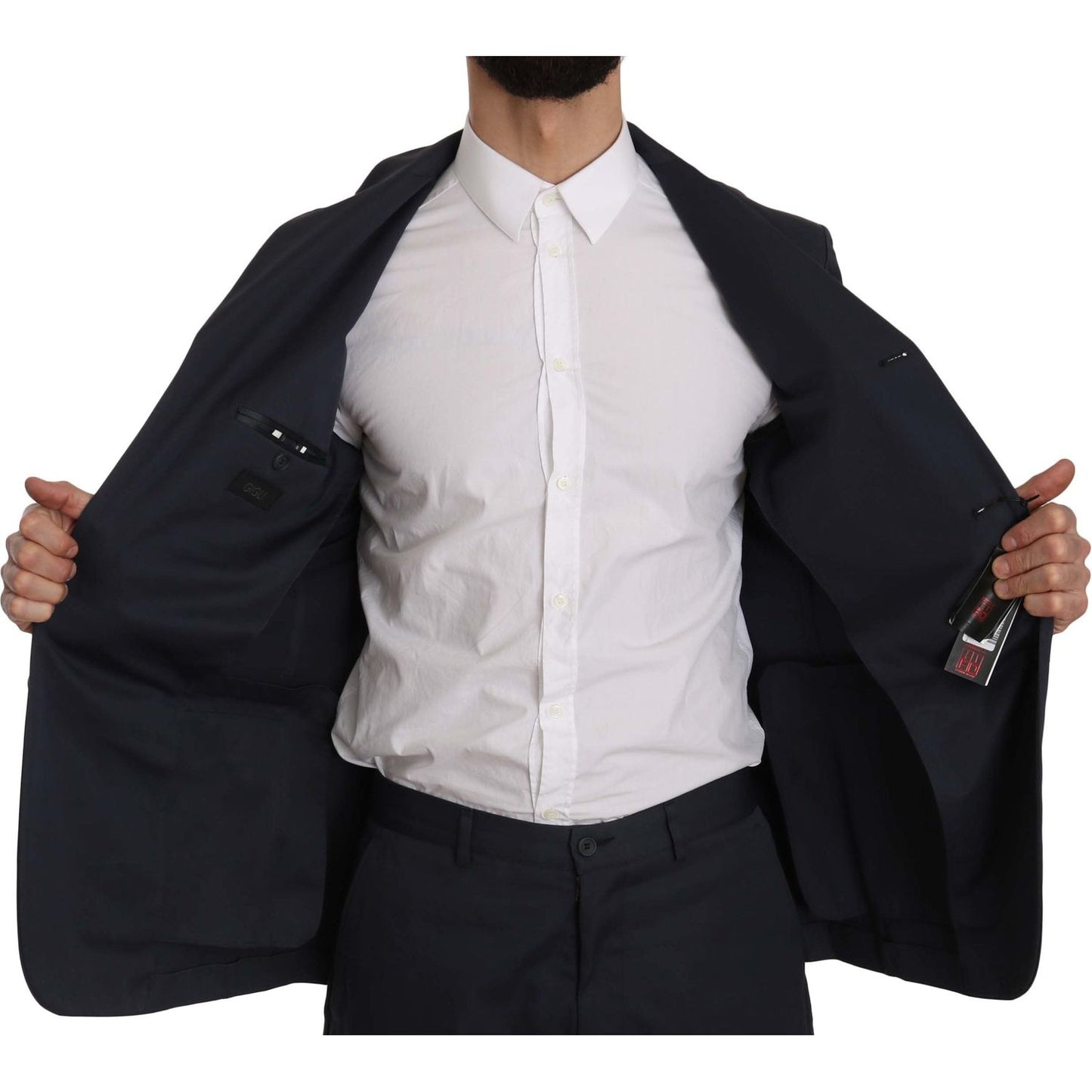 Romeo Gigli Two Piece 3 Button Cotton Blue Solid Suit Romeo Gigli