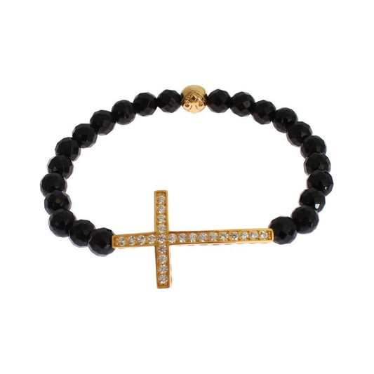 Nialaya Gold Plated Sterling Bracelet with CZ Diamond Cross Bracelet Nialaya