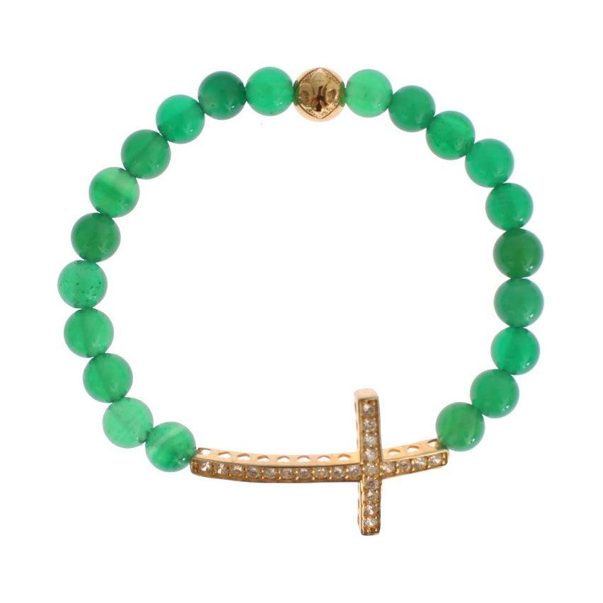 Nialaya Elegant Green Jade Bead & Gold Plated Bracelet Bracelet Nialaya