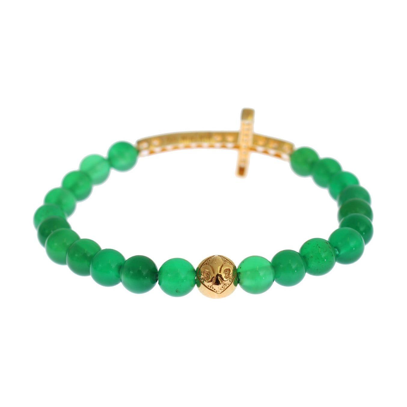 Nialaya Elegant Green Jade Bead & Gold Plated Bracelet Bracelet Nialaya