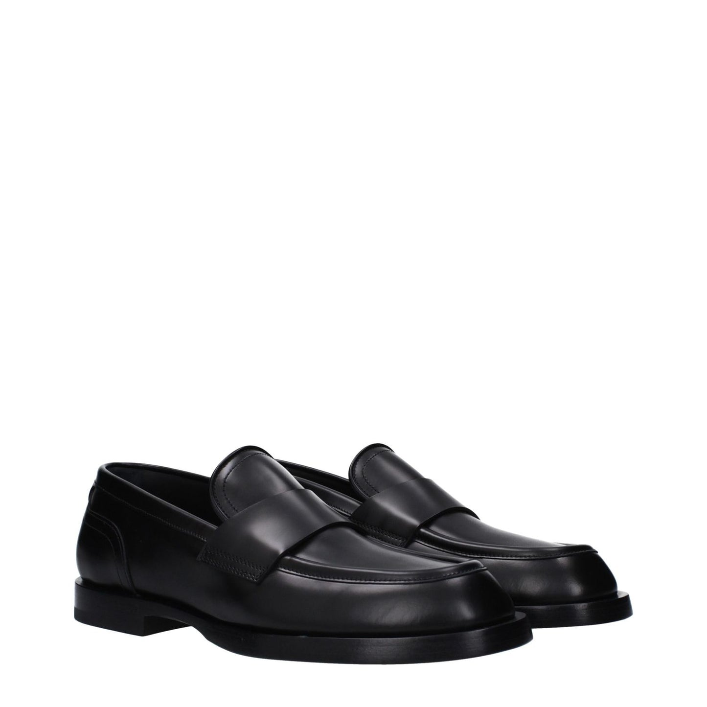 Dolce & Gabbana Black Leather Slip-On Loafers Dolce & Gabbana