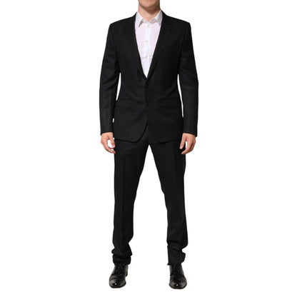Dolce & Gabbana Black Jacquard Single Breasted 2 Piece Suit Dolce & Gabbana