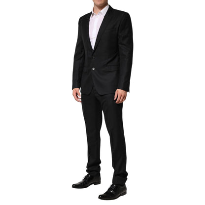 Dolce & Gabbana Black Jacquard Single Breasted 2 Piece Suit Dolce & Gabbana