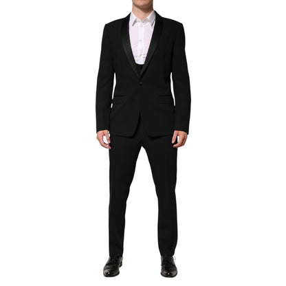 Dolce & Gabbana Black Wool 3 Piece Single Breasted Suit Dolce & Gabbana