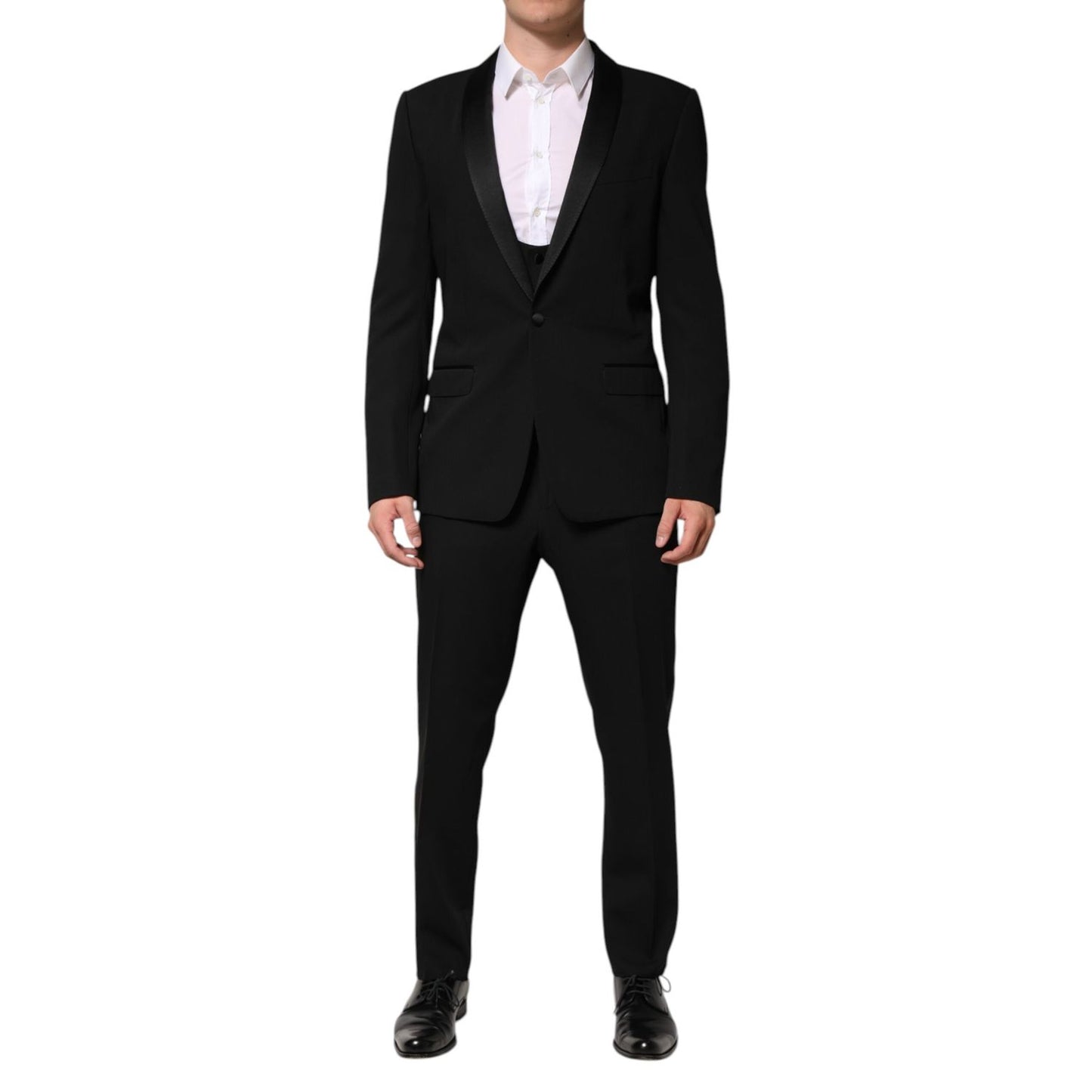 Dolce & Gabbana Black Wool 3 Piece Single Breasted Suit Dolce & Gabbana