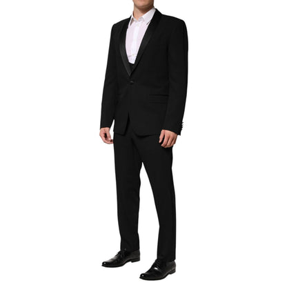 Dolce & Gabbana Black Wool 3 Piece Single Breasted Suit Dolce & Gabbana