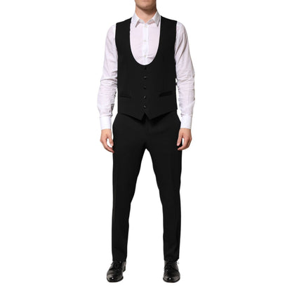 Dolce & Gabbana Black Wool 3 Piece Single Breasted Suit Dolce & Gabbana