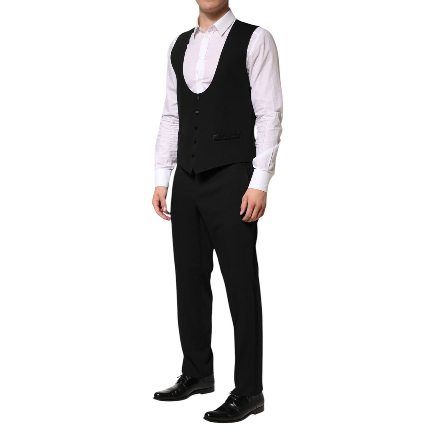 Dolce & Gabbana Black Wool 3 Piece Single Breasted Suit Dolce & Gabbana