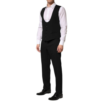 Dolce & Gabbana Black Wool 3 Piece Single Breasted Suit Dolce & Gabbana