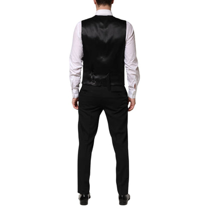 Dolce & Gabbana Black Wool 3 Piece Single Breasted Suit Dolce & Gabbana