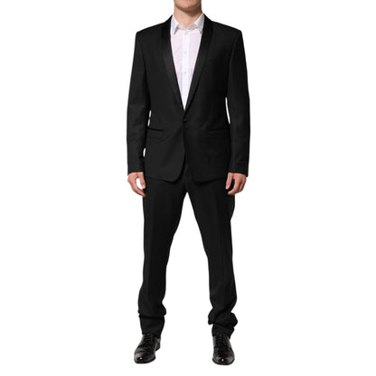 Dolce & Gabbana Black Wool Men Single Breasted 2 Piece Suit Dolce & Gabbana