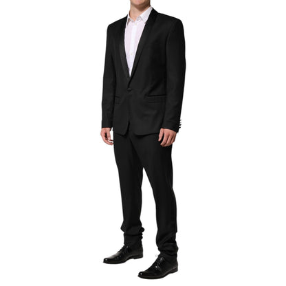 Dolce & Gabbana Black Wool Men Single Breasted 2 Piece Suit Dolce & Gabbana