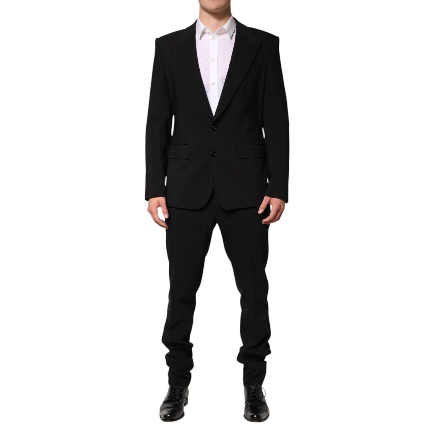 Dolce & Gabbana Black Cotton Single Breasted 2 Piece Suit