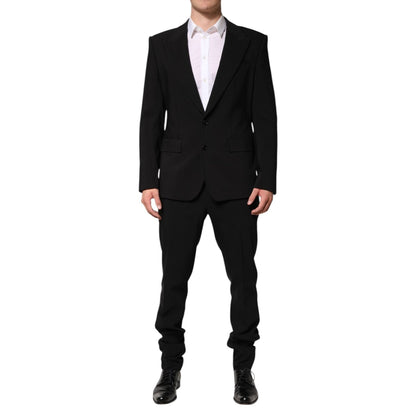 Dolce & Gabbana Black Cotton Single Breasted 2 Piece Suit Dolce & Gabbana