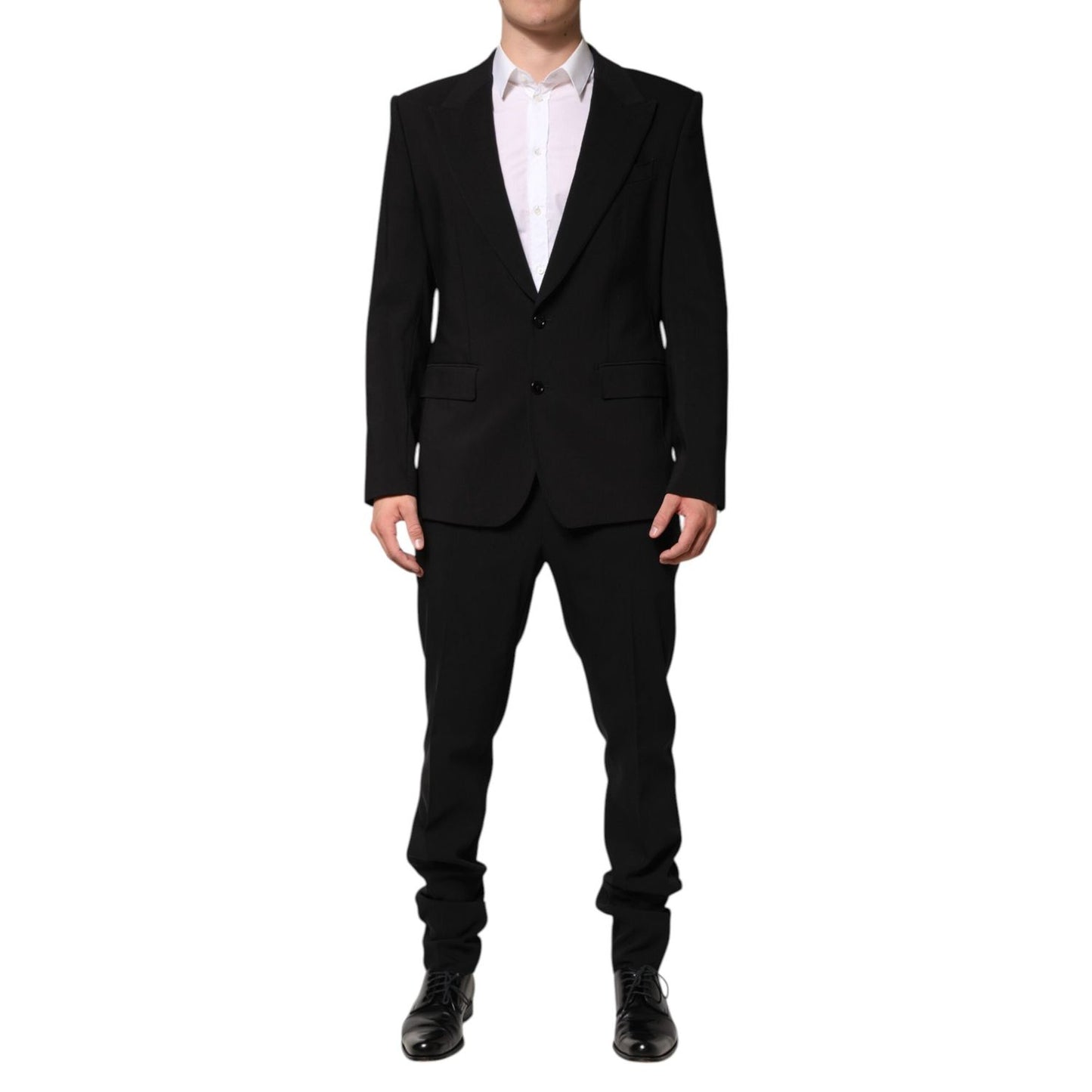 Dolce & Gabbana Black Cotton Single Breasted 2 Piece Suit Dolce & Gabbana