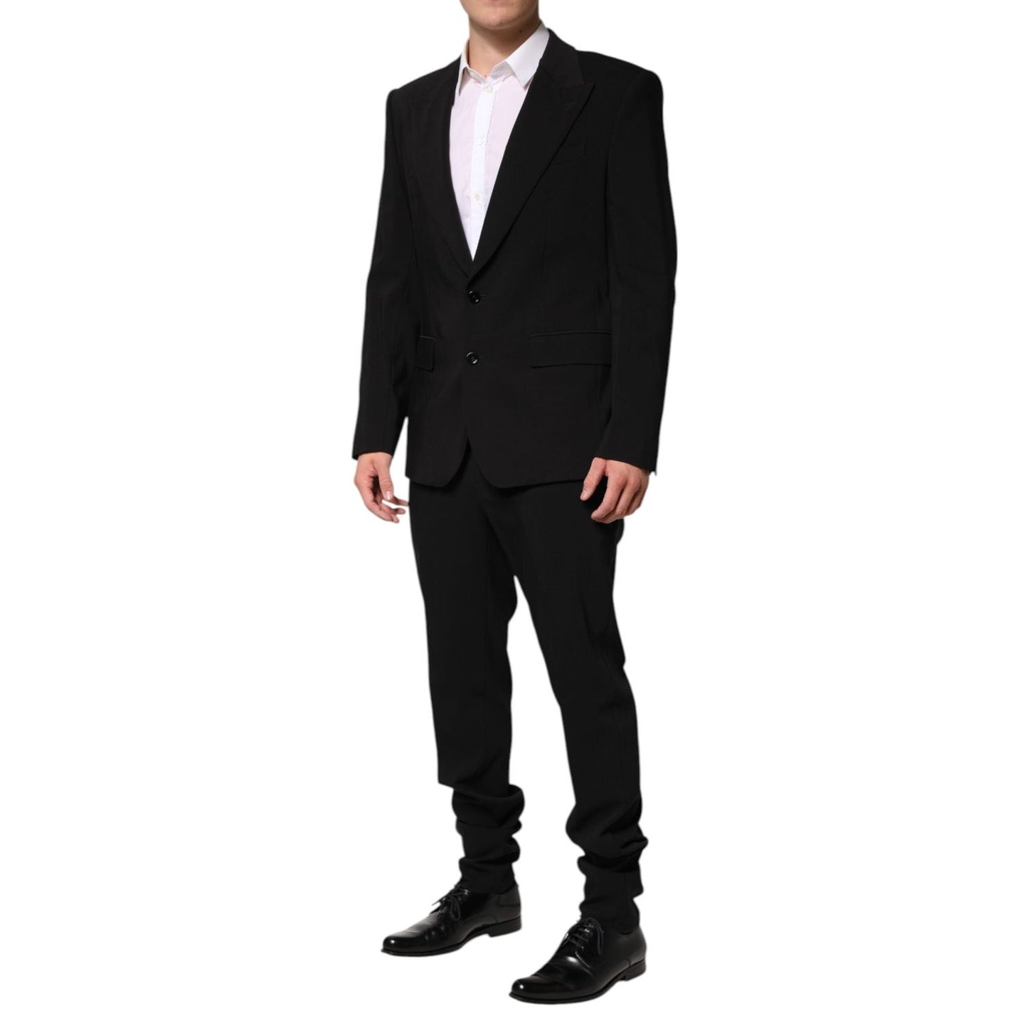 Dolce & Gabbana Black Cotton Single Breasted 2 Piece Suit Dolce & Gabbana