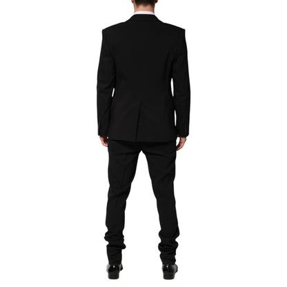 Dolce & Gabbana Black Cotton Single Breasted 2 Piece Suit Dolce & Gabbana