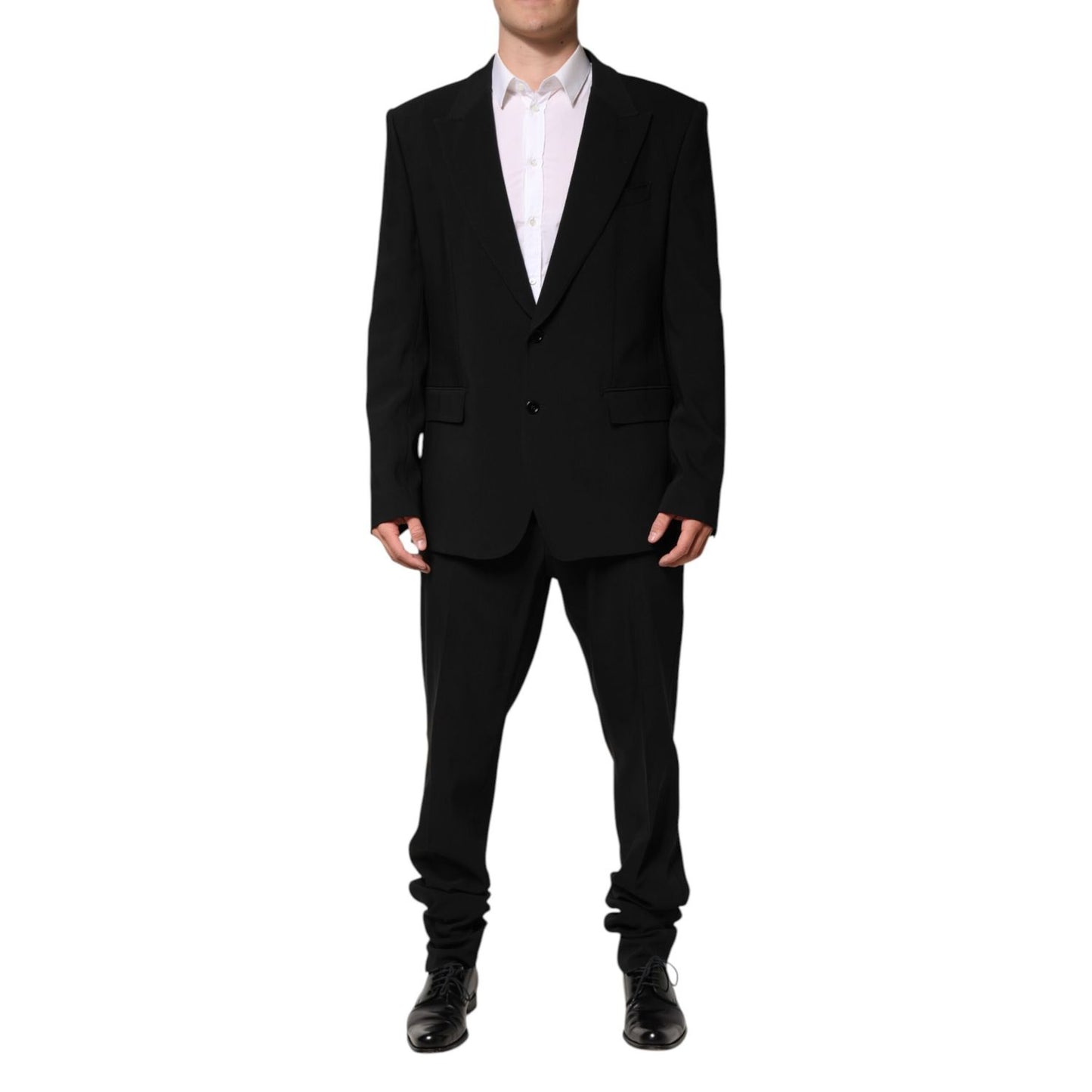Dolce & Gabbana Black Cotton Single Breasted 2 Piece Suit Dolce & Gabbana