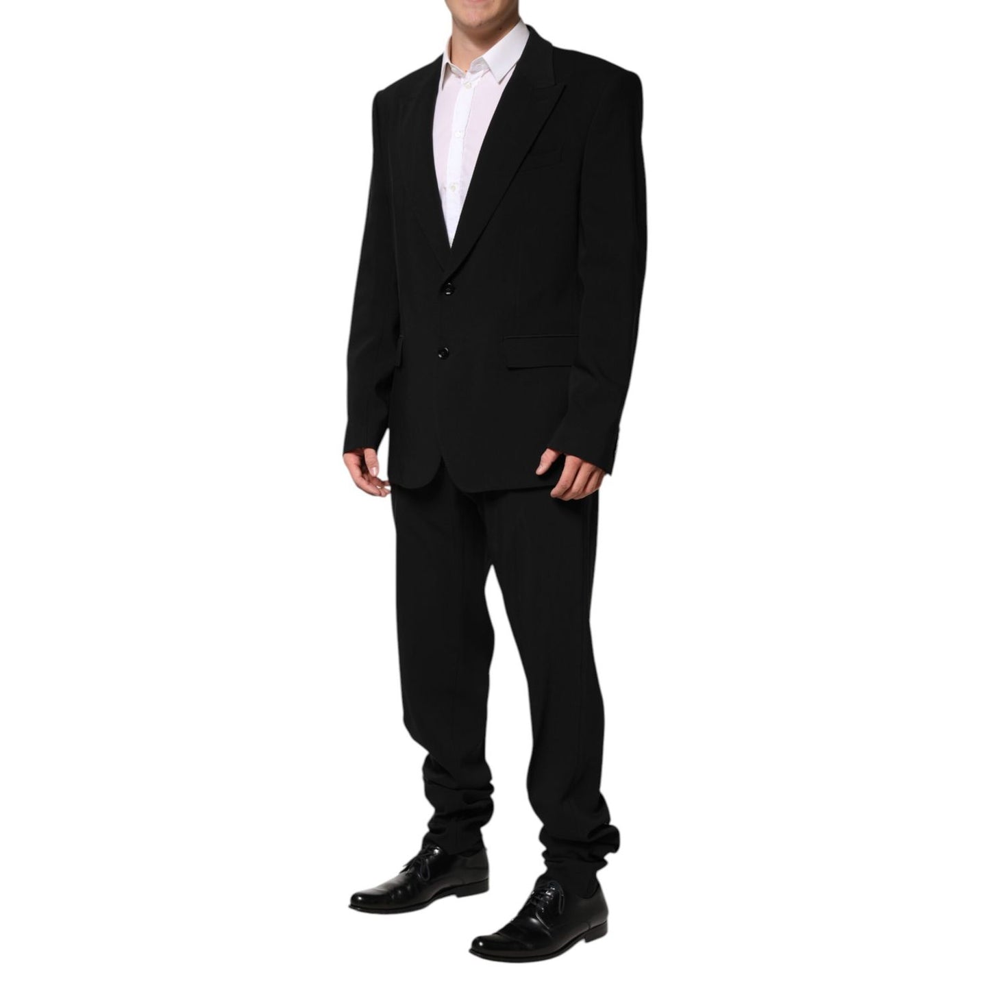 Dolce & Gabbana Black Cotton Single Breasted 2 Piece Suit Dolce & Gabbana