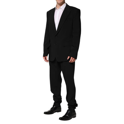 Dolce & Gabbana Black Cotton Single Breasted 2 Piece Suit Dolce & Gabbana