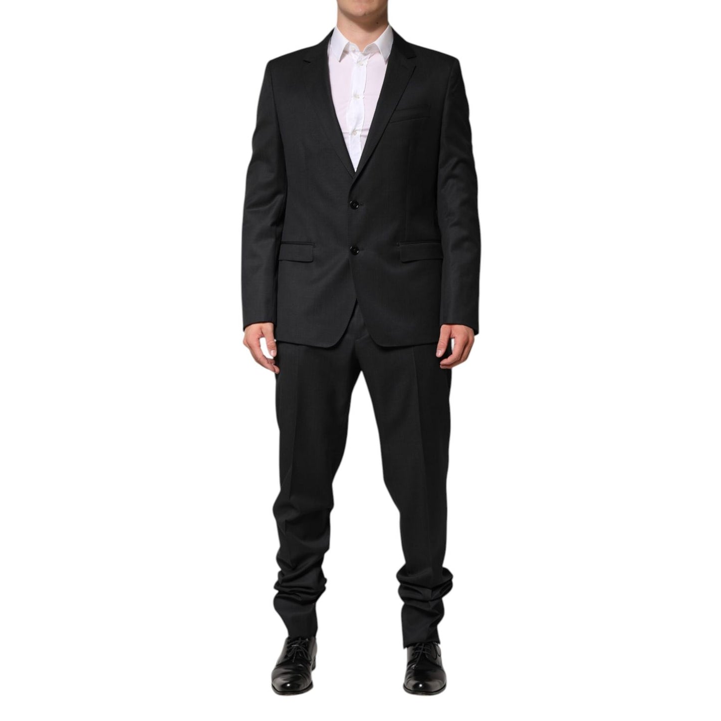 Dolce & Gabbana Dark Gray Wool Single Breasted 2 Piece Suit Dolce & Gabbana