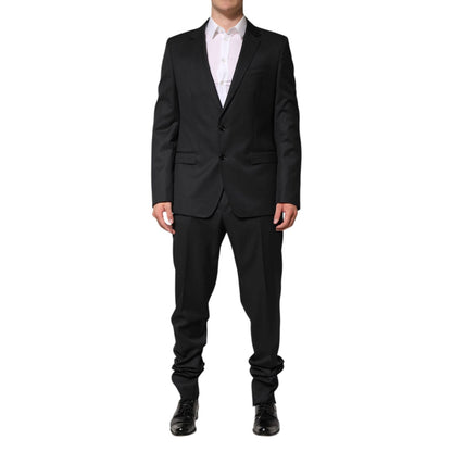 Dolce & Gabbana Dark Gray Wool Single Breasted 2 Piece Suit Dolce & Gabbana