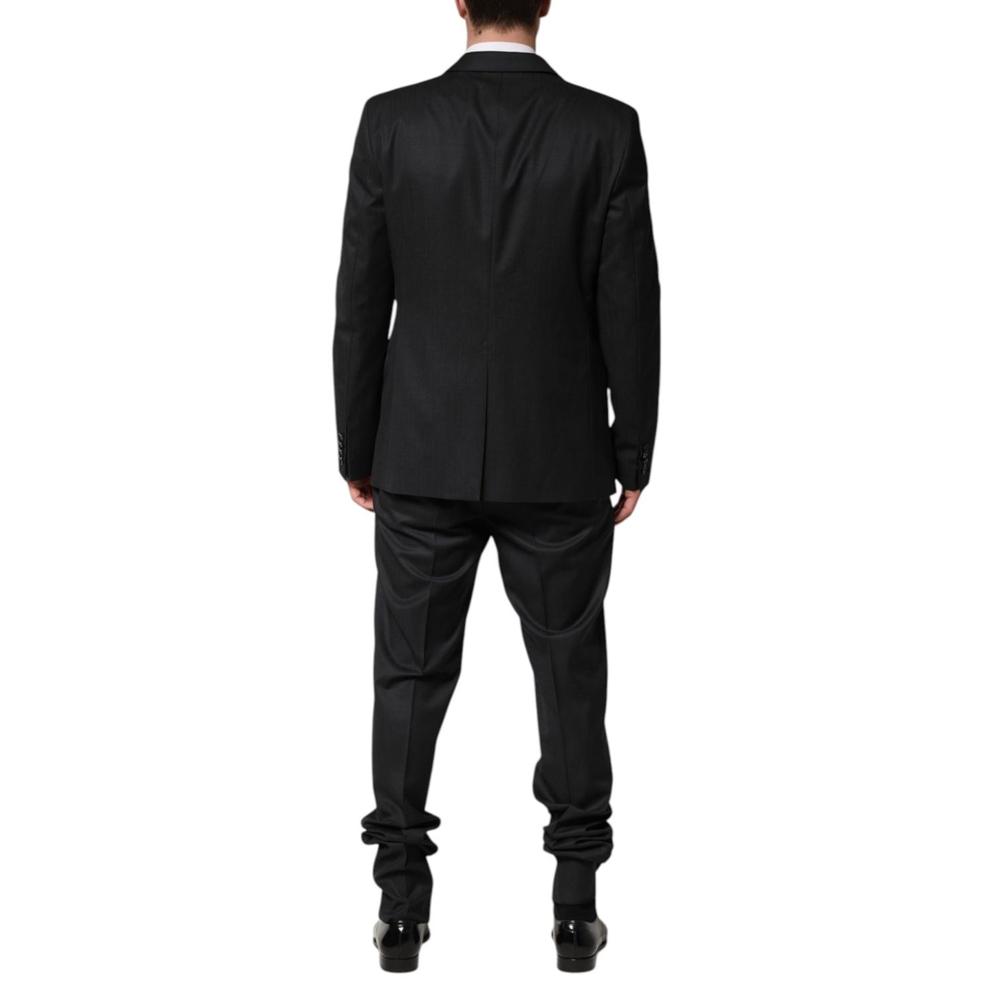Dolce & Gabbana Dark Gray Wool Single Breasted 2 Piece Suit Dolce & Gabbana
