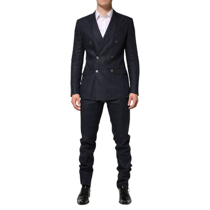 Dolce & Gabbana Dark Blue Double Breasted 2 Piece Suit Dolce & Gabbana