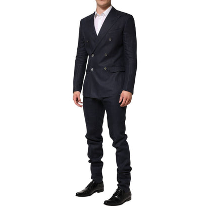Dolce & Gabbana Dark Blue Double Breasted 2 Piece Suit Dolce & Gabbana