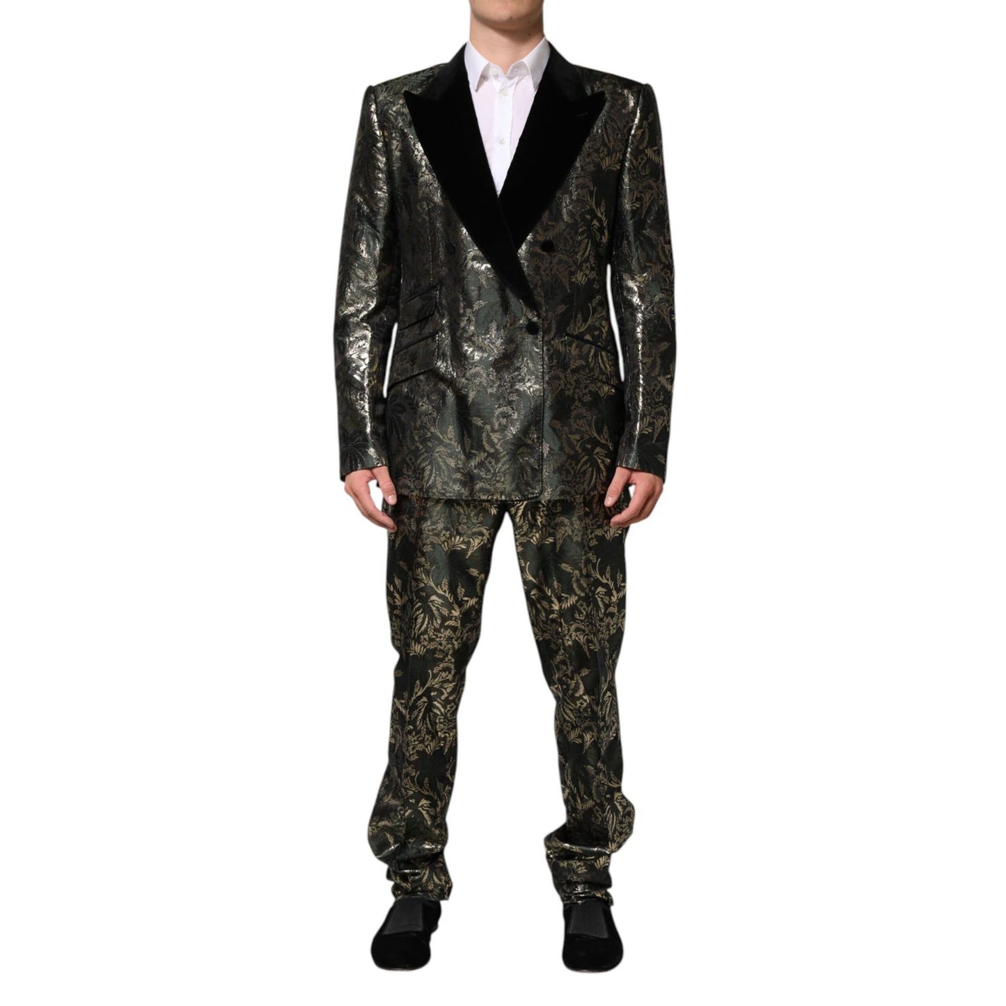 Dolce & Gabbana Metallic Floral Jacquard Silk 2 Piece Suit Dolce & Gabbana