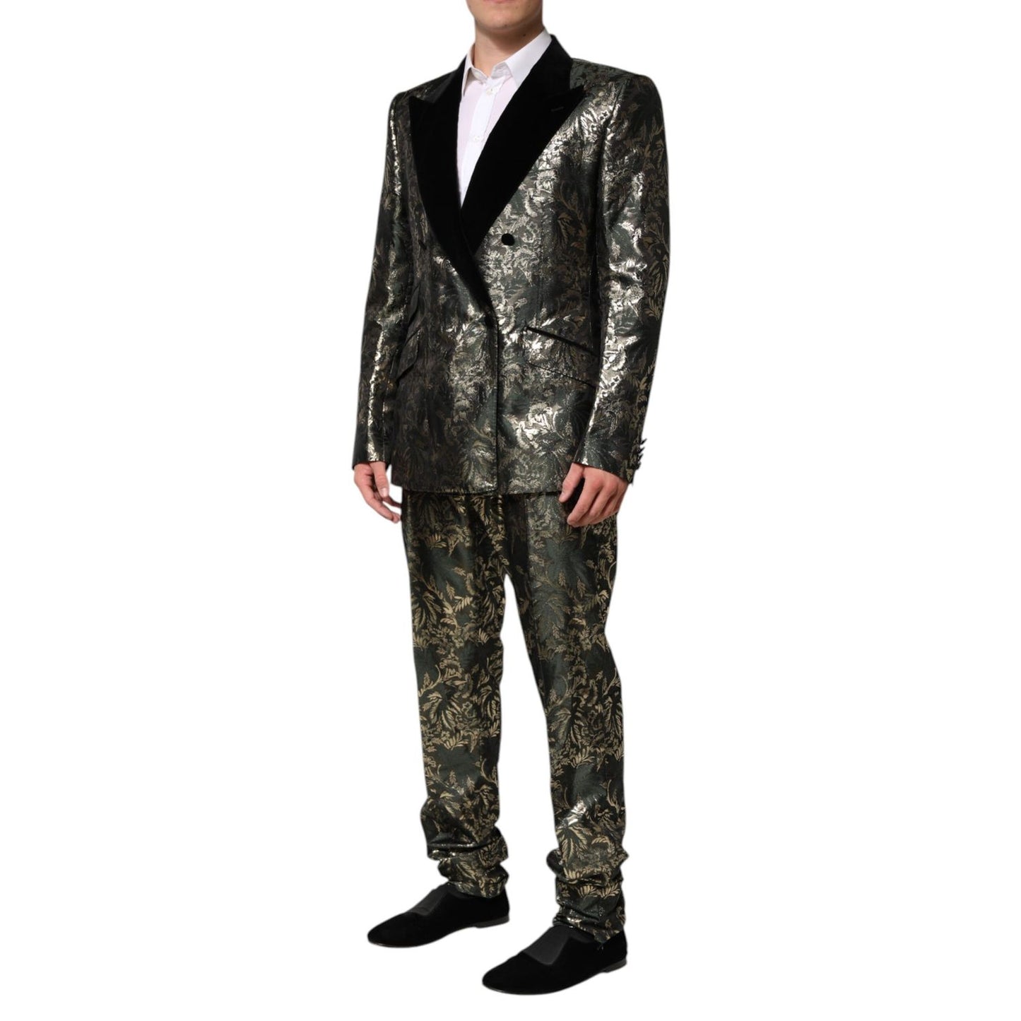 Dolce & Gabbana Metallic Floral Jacquard Silk 2 Piece Suit Dolce & Gabbana