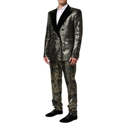 Dolce & Gabbana Metallic Floral Jacquard Silk 2 Piece Suit Dolce & Gabbana