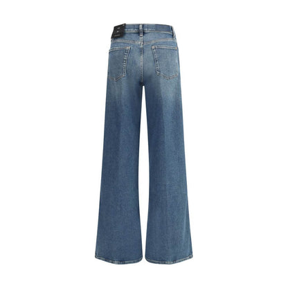 7FOR Blue Cotton Flared Jeans