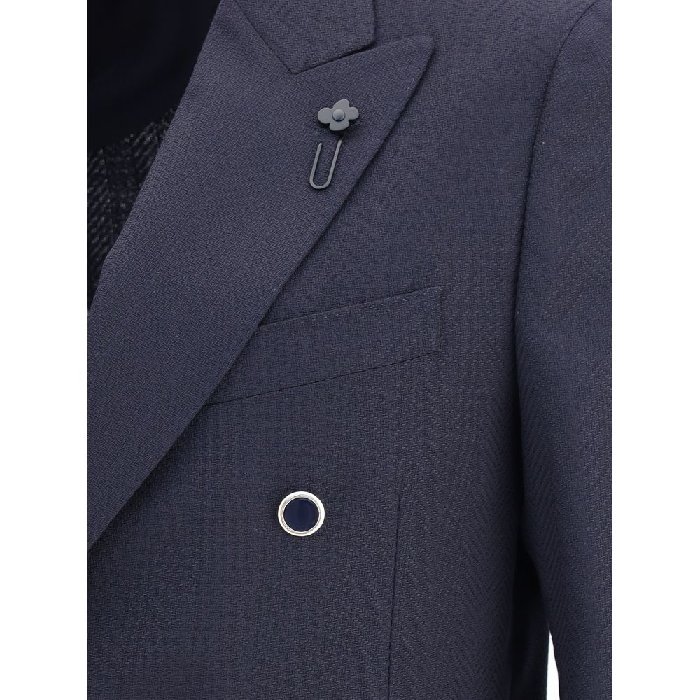 Lardini Blue Fleece Wool Blazer