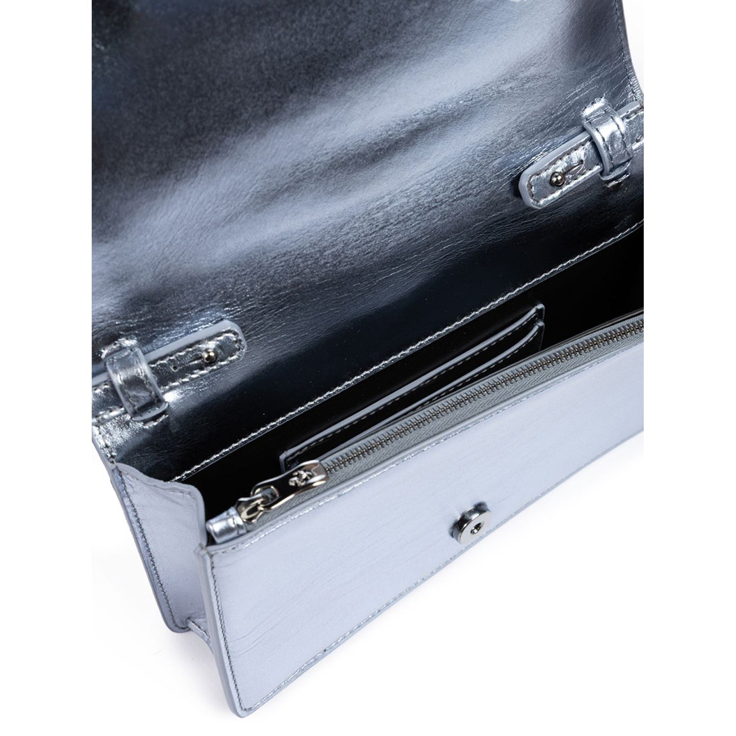 Ferrari Metal light blue GT patent leather bag with chain