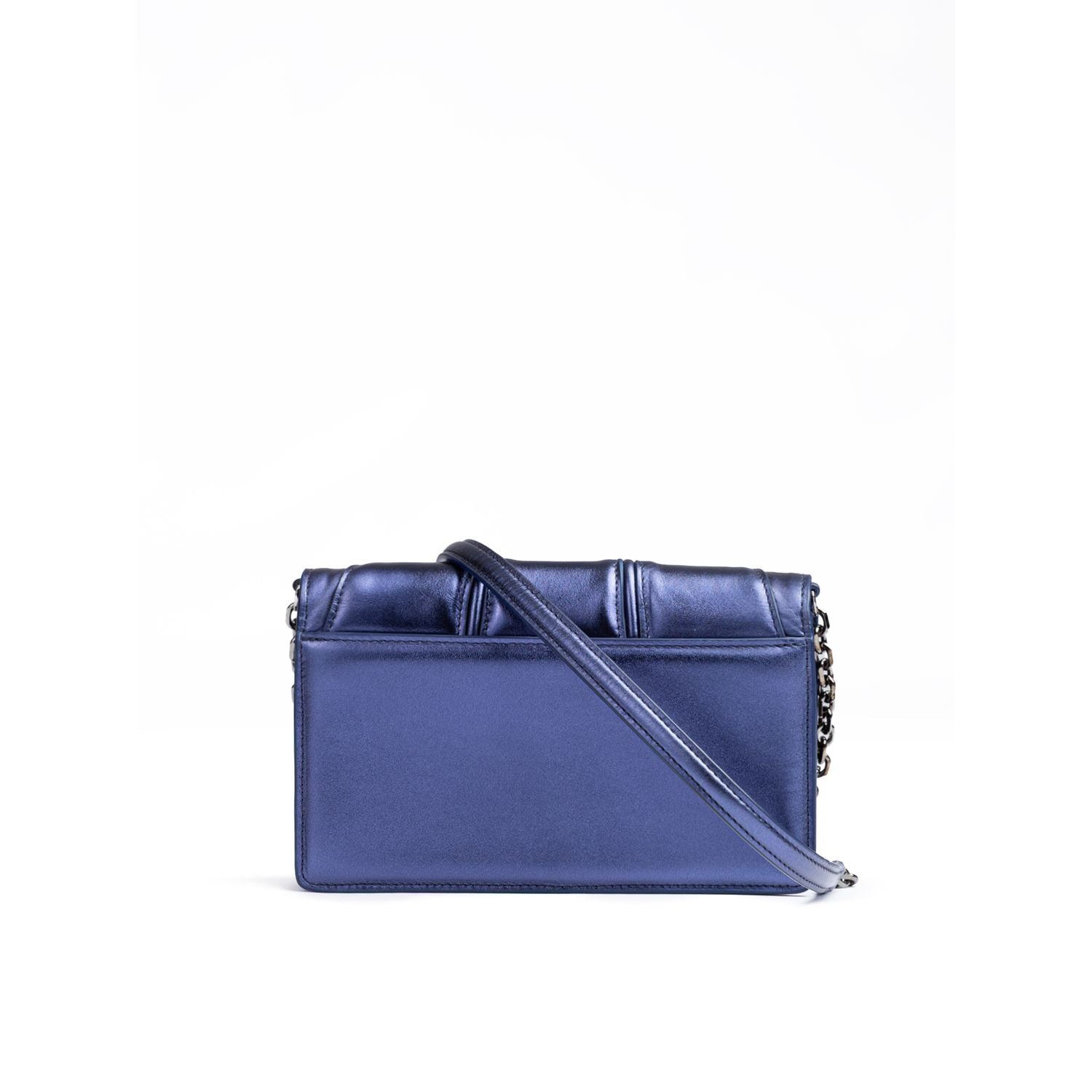 Ferrari Metal blue GT patent leather bag with chain