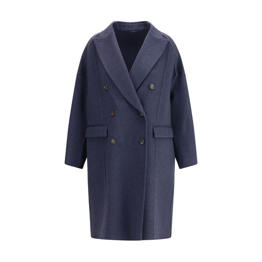 Brunello Cucinelli Blue Cashmere Coat Brunello Cucinelli
