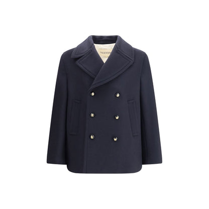 Valentino Blue Fleece Wool Coat