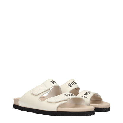 Palm Angels Beige Leather Slippers