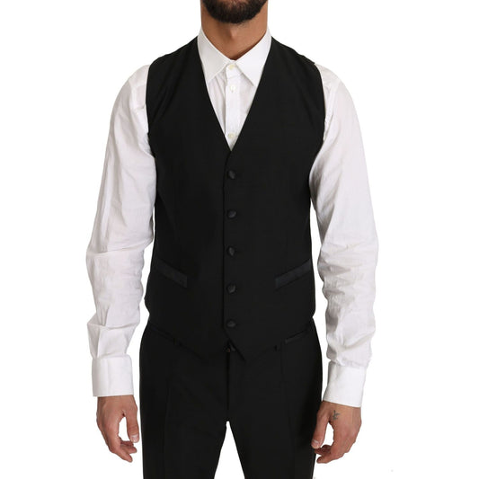 Dolce & Gabbana Sleek Black Slim Fit Formal Vest Dolce & Gabbana