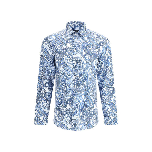 Etro Light Blue Cotton Pattern Shirt
