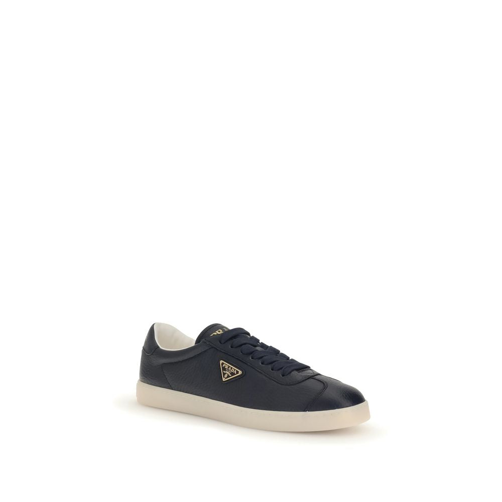 Prada Blue Calf Leather Bos Taurus Low Top Sneakers