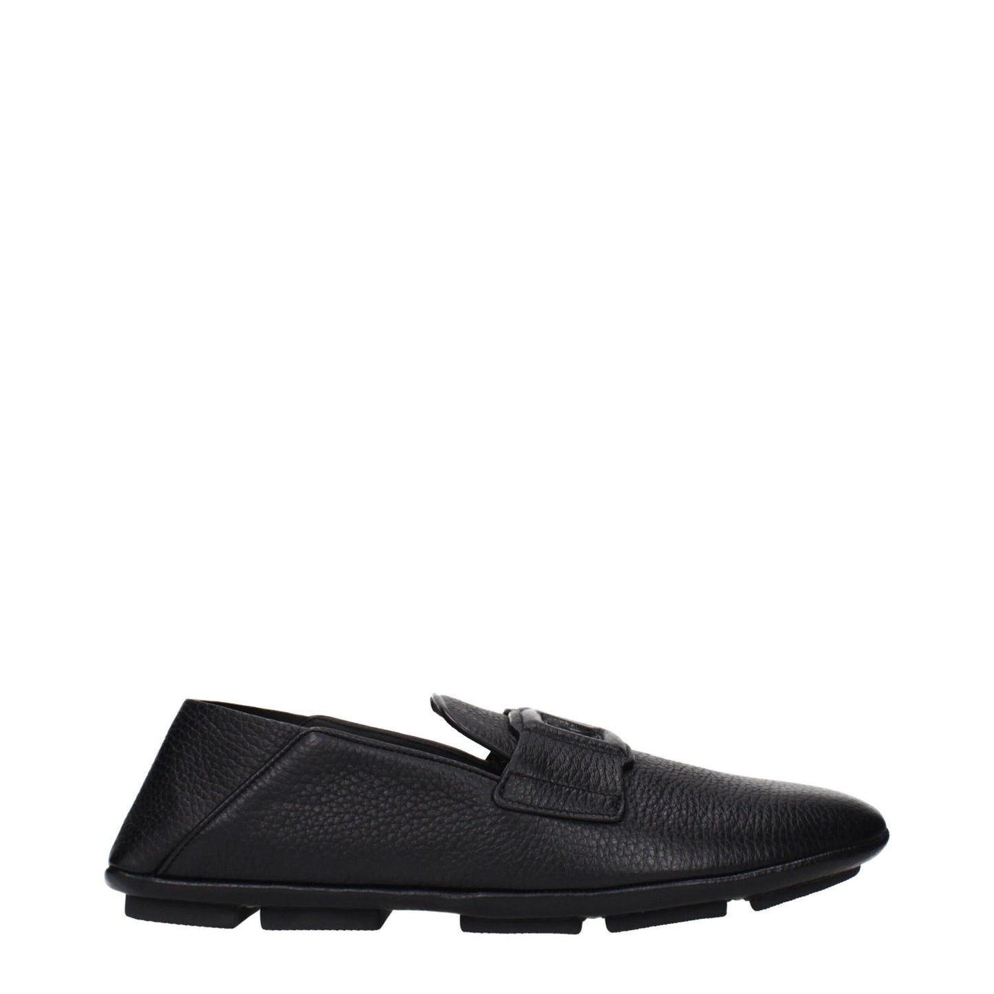 Dolce & Gabbana Black Leather Slip-On Loafers