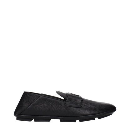 Dolce & Gabbana Black Leather Slip-On Loafers