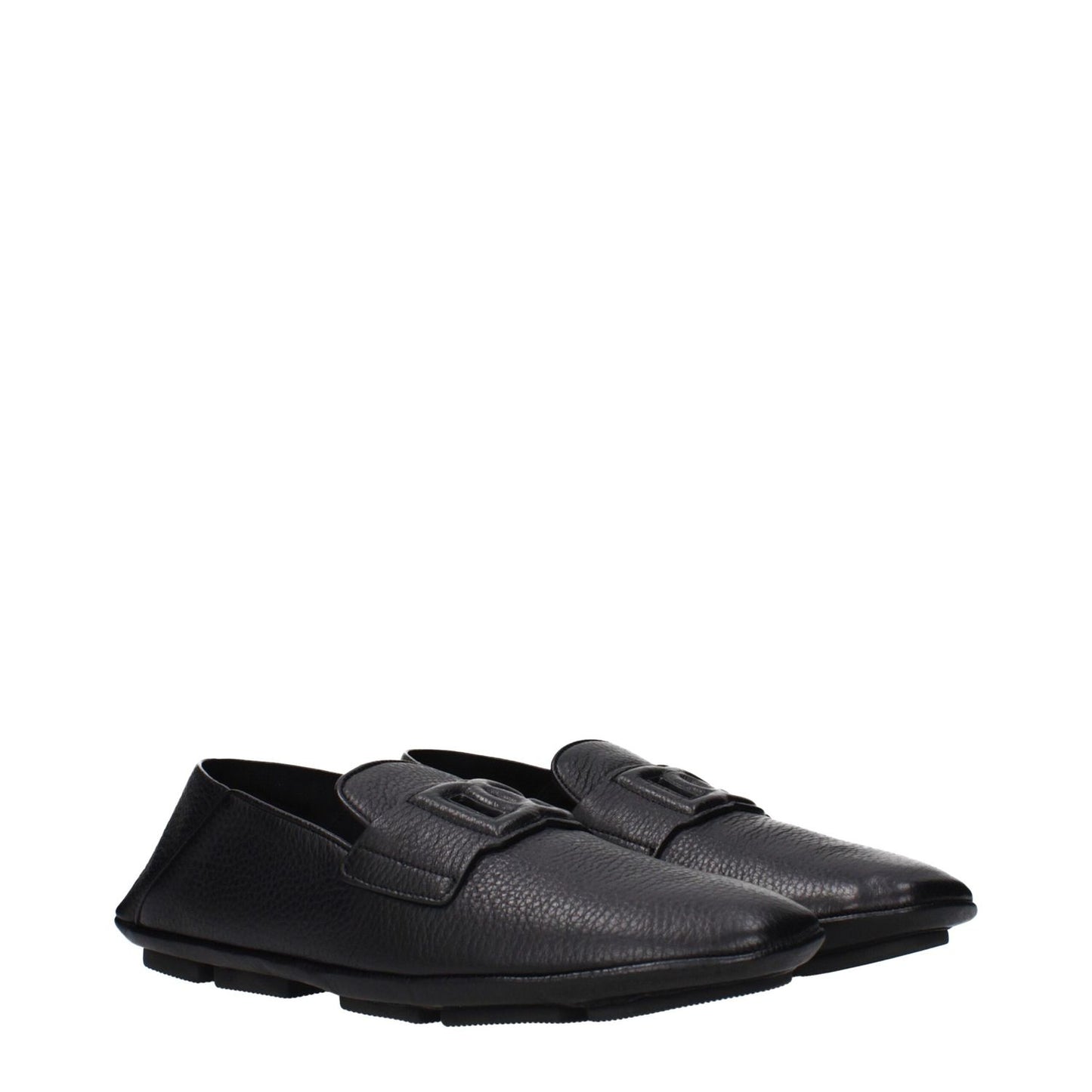 Dolce & Gabbana Black Leather Slip-On Loafers