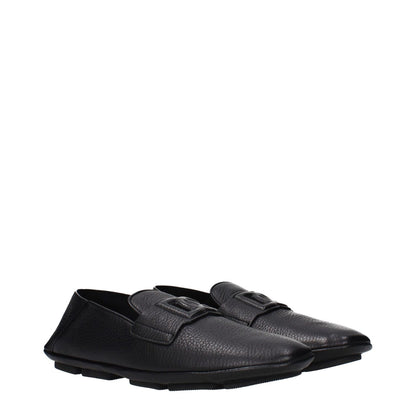 Dolce & Gabbana Black Leather Slip-On Loafers