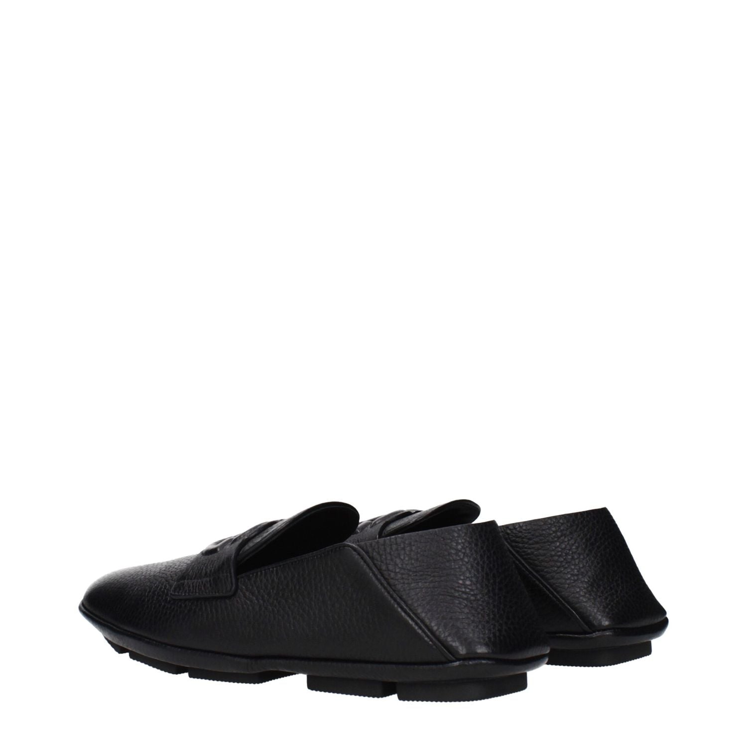 Dolce & Gabbana Black Leather Slip-On Loafers