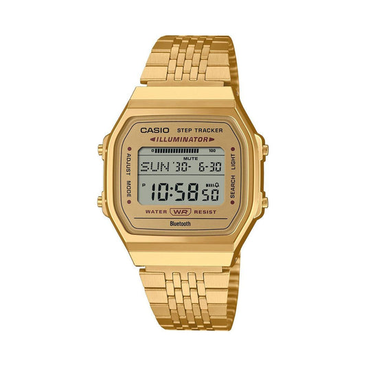 CASIO VINTAGE Mod. BLUETOOTH®  SMARTPHONE LINK - GOLD - built-in accelerometer senses body movements + steps counter WATCHES CASIO COLLECTION & VINTAGE