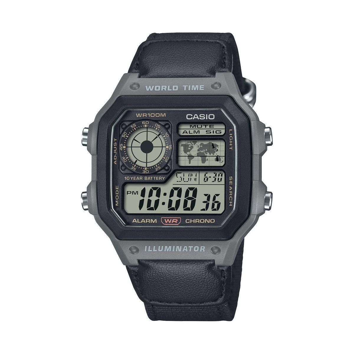 CASIO SPORT Mod. WORLD TIME ILLUMINATOR 5 ALARMS - FUTURE CLASSIC COLLECTION - KHAKI BLACK WATCHES CASIO COLLECTION & VINTAGE