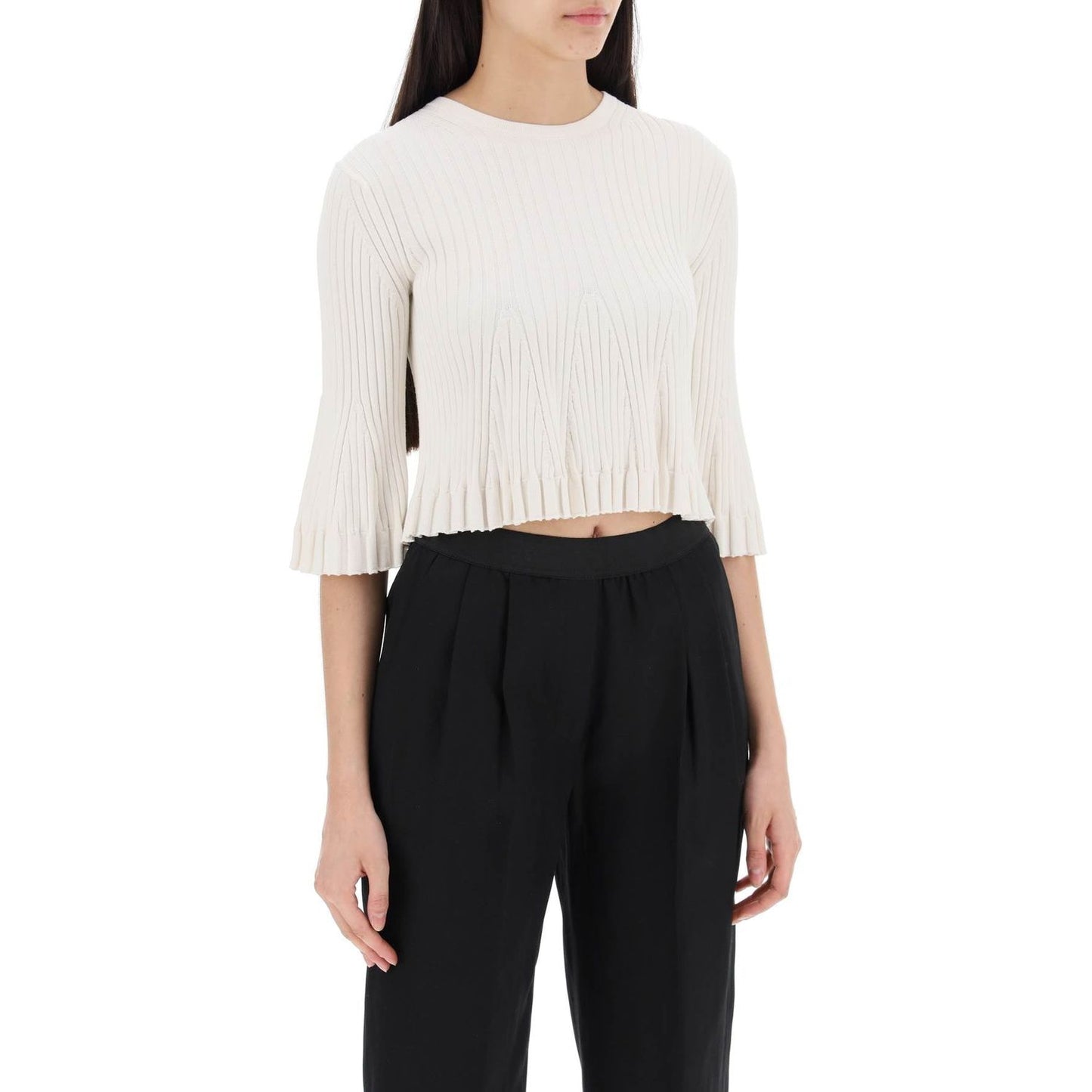 Loulou Studio silk and cotton knit ammi crop top in Topwear Loulou Studio